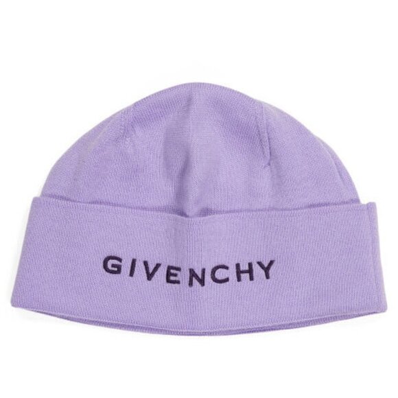 GIVENCHY Purple Made In Italy Wool Designer Beanie - NEW - Picture 2 of 3